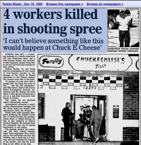 Nathan Dunlap 1993 Aurora Chuck E Cheese Shooting Rmasskillers