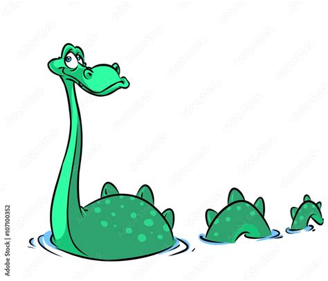 Loch Ness Monster Cartoon Illustration Isolated Image Animal Character