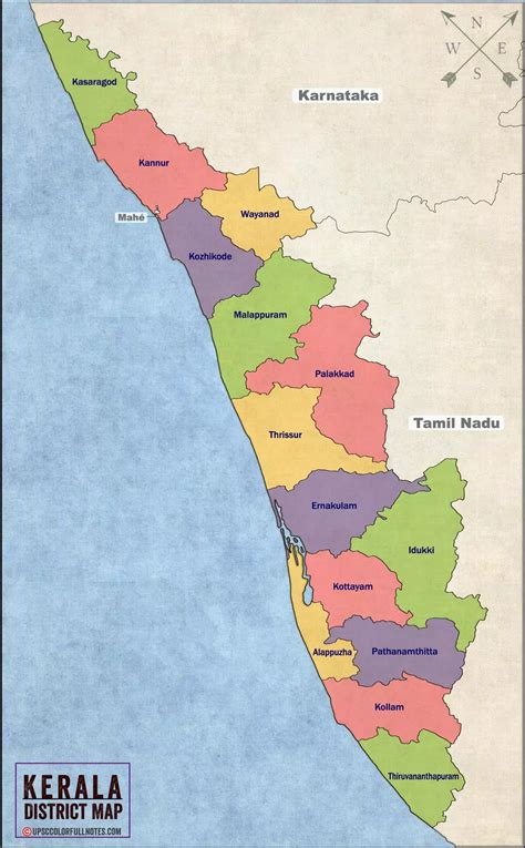 Download Kerala Map With Districts In Hd Quality 2022 Upsc Colorfull