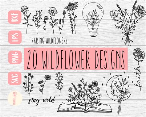 Digital Prints Prints Wild Flowers Svg File For Cricut Hand Peace Sign