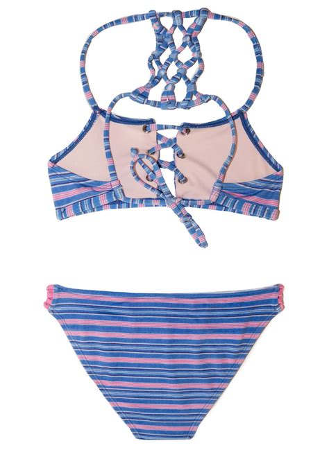 Chance Loves Blue Striped Hampton Bay Bikini For Tween And Teens Girls