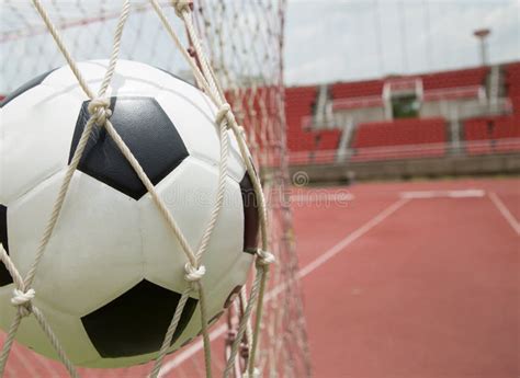 Soccer Ball In The Goal After Shooted Stock Image Image Of Outdoors