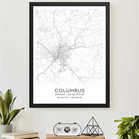 Columbus Georgia Map Poster Modern Home Decor Wall Art Print Custom