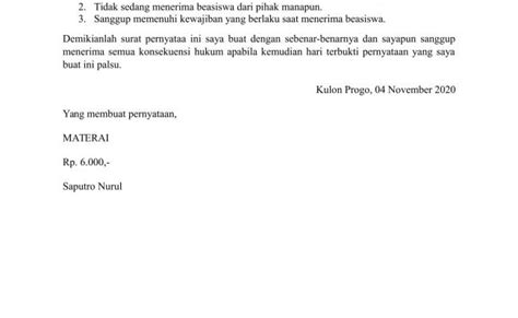 Contoh Surat Pernyataan Diri Diatas Materai Surat Lamaran Kerja Bilarasa