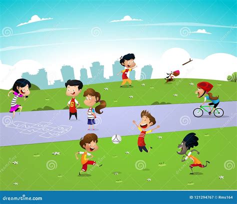 Children Playing Outside Stock Vector Illustration Of Cartoon 121294767