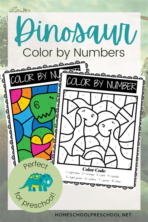 Dinosaur Color By Number Printable