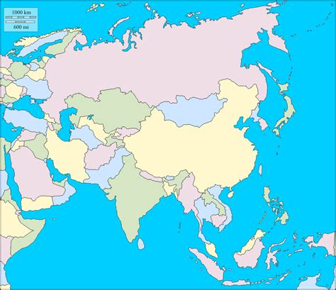 9 Free Detailed Printable Blank Map Of Asia Template In Pdf World Map