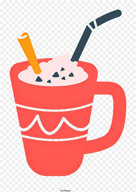 Mug Merah Sedotan Minum Cairan Putih Gambar Png