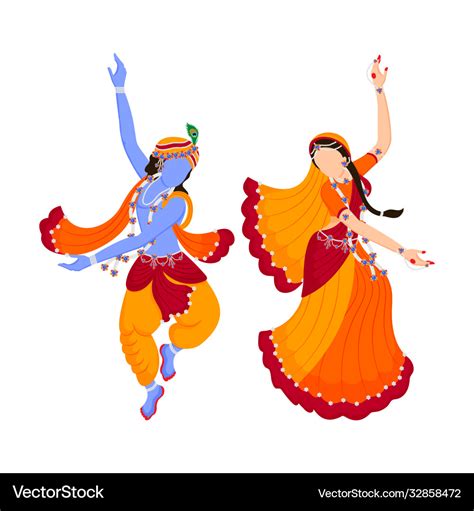 Lord Krishna And Radha Rani Dancing Rasleela Vector Image