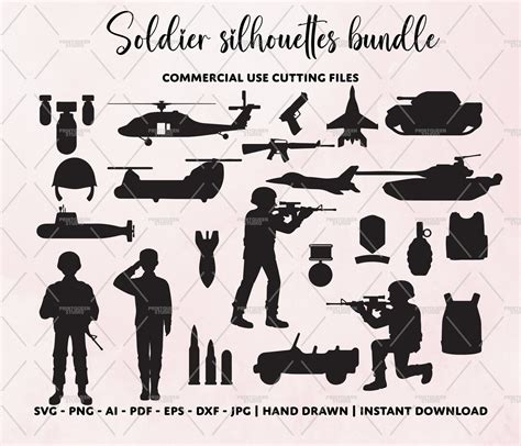 Soldier Silhouette Svg Bundle Pack Soldiers Svg Military Svg Bundle