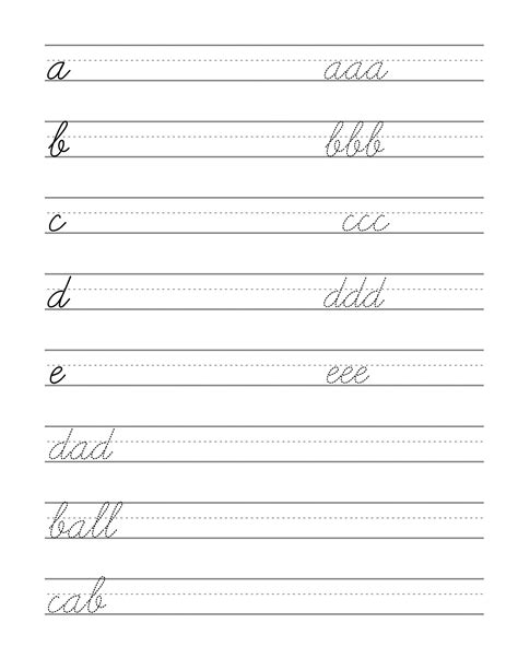 Printable Cursive Writing Practice Sheets