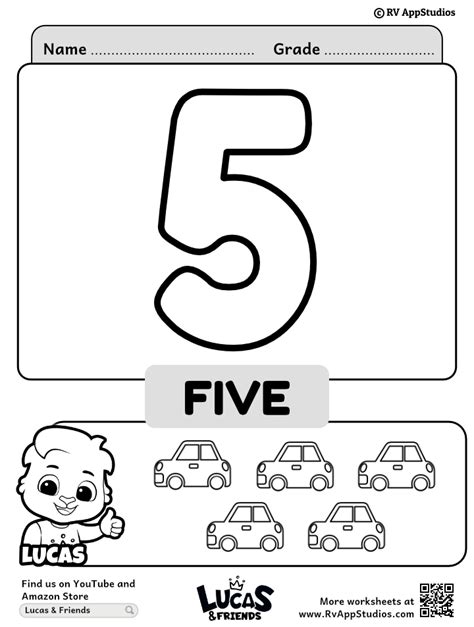 Number 5 Coloring Sheet Color 5 Number Printable Worksheet