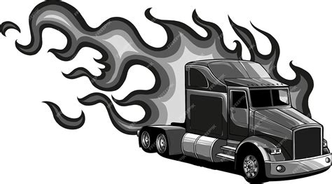 Premium Vector Monochrome Semi Truck Vector Illustration