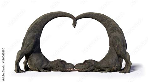 T Rex Couple In Love Two Tyrannosaurus Rex Dinosaurs Forming A Heart