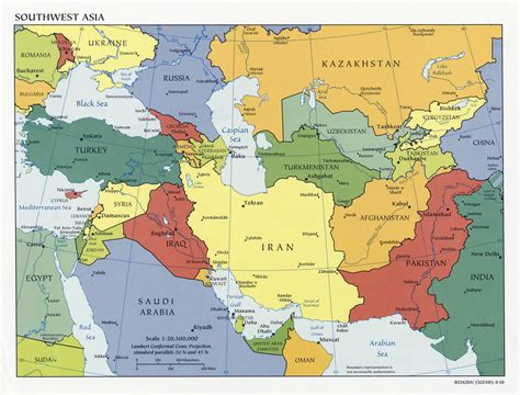 Large Detailed Political Map Of Southwest Asia With Capitals And Major