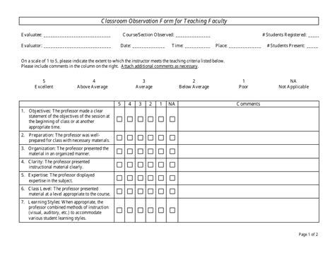 Observation Form Templates Pdf Download Fill And Print For Free