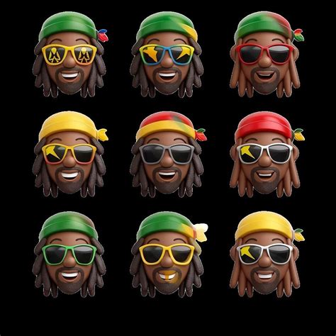 264 3d Reggae Rasta Emoji Clipart Commercial And Private Use Instant