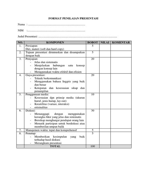 Contoh Rubrik Penilaian Presentasi Riset Riset