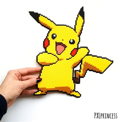 Pikachu Pixel Art Hama Perler Perads Pikachu Pokemon Sprite Etsy