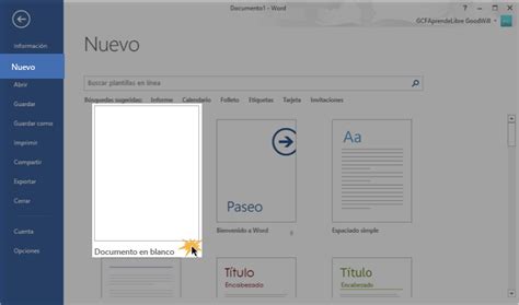 Crear Un Documento En Blanco Y Cómo Usar Las Plantillas En Word 2013