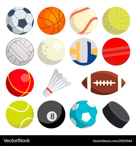 Sport Balls Set Round Equipment Royalty Free Vector Image