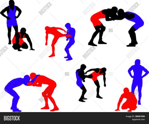 Wrestling Vector Silhouettes 2 Vector And Photo Bigstock