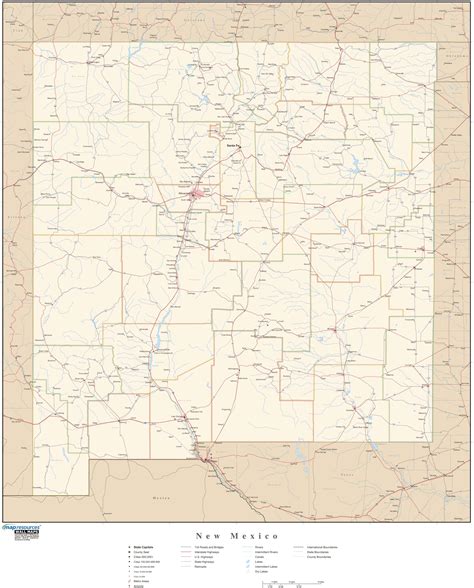 New Mexico Wall Map With Roads By Map Resources Mapsales