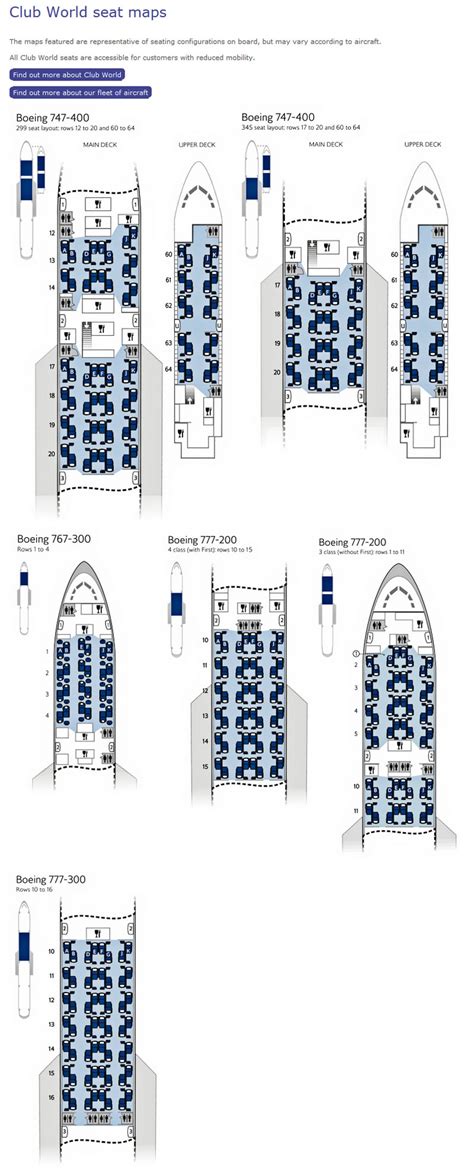 British Airways Airlines Aircraft Seatmaps Airline Seating Charts And