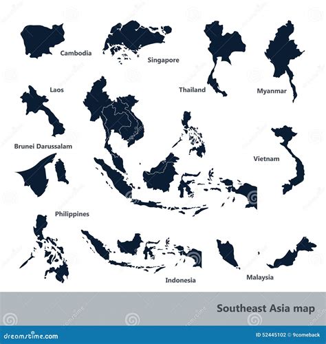 Southeast Asia Map Hand Drawn Cartoon Style Vector Illustration