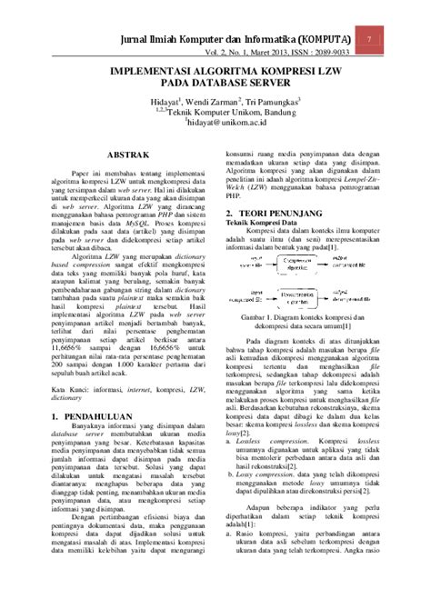 Pdf Jurnal Ilmiah Komputer Dan Informatika Komputa Endang Suhendar