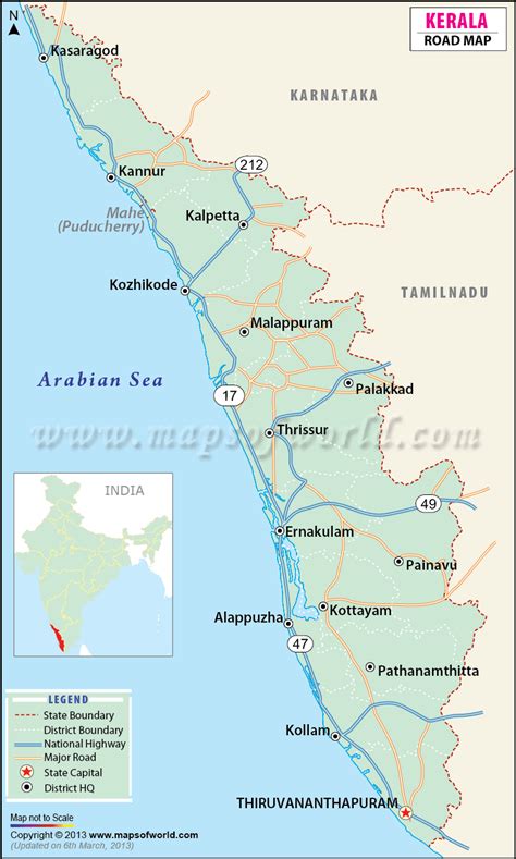 Kerala Map With Distance Kerala Map Travel Amp Reference Maps Of