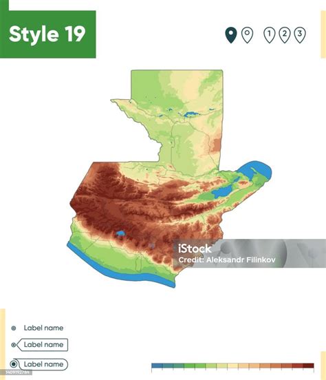 Guatemala Mappa Fisica Altamente Dettagliata Mappa Vettoriale Mappa Dem