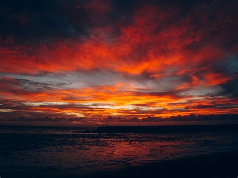 Scenic View Of Ocean During Sunset · Free Stock Photo