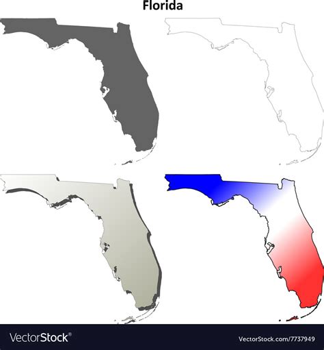 Florida Outline Map Set Royalty Free Vector Image