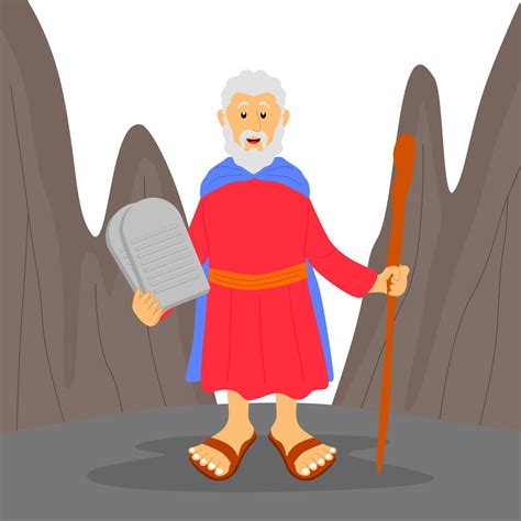 Bible Illustration Moses Carrying Two Stones Containing The 10