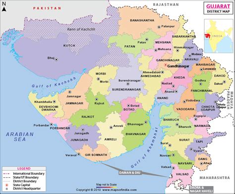 Map Of Gujarat State District Wise Printable Map