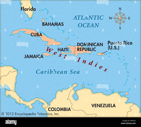 West Indies Map Watercolor Map of the West Indies