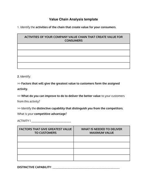 Free Printable Value Chain Analysis Templates Pdf Word Editable