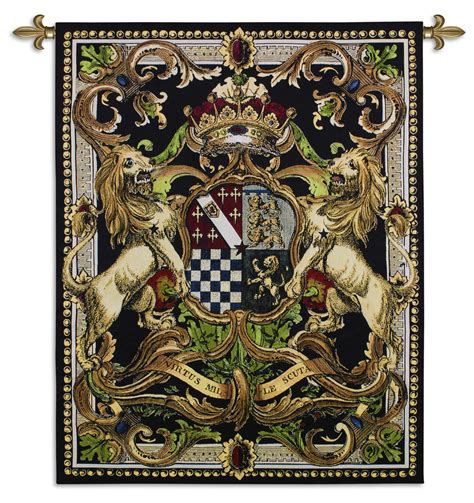 Crest On Black Ii Woven Tapestry Wall Art Hanging Medieval Royal