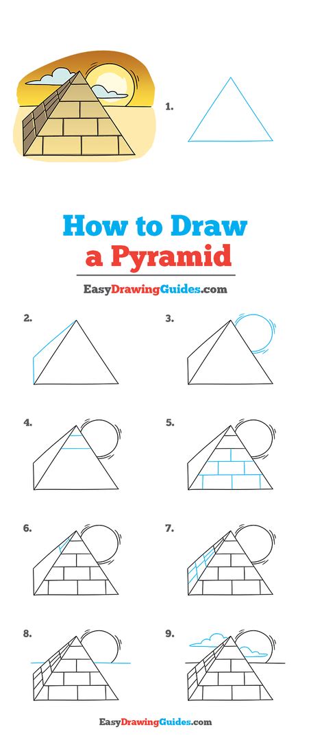 How To Draw A Pyramid Really Easy Drawing Tutorial Pyramids