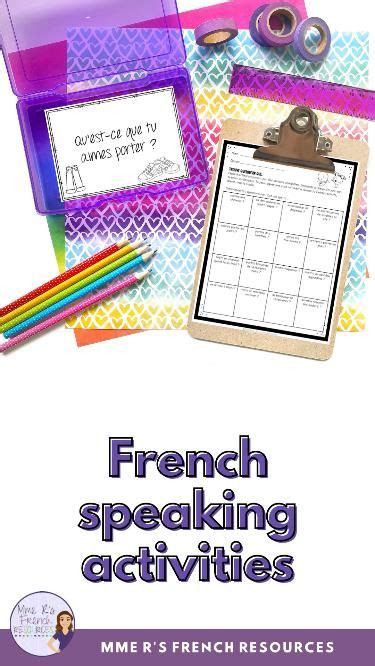 French Speaking Activities Mme R S French Resources