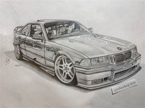 Bmw E36 Drawing Estherbudart Draw To Drive Bmw E36 Bmw Art Car