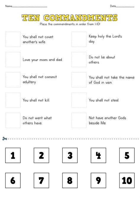 14 Best Images Of Free Printable 10 Commandments Worksheets Free