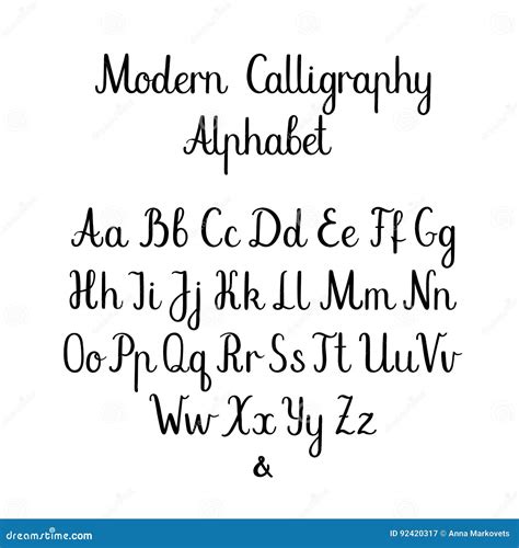 Letras Manuscritas Del Cepillo Abc Caligrafía Moderna Alfabeto Del