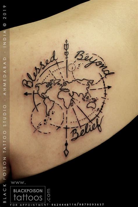 World Map Tattoo Best Tattoo Studio In India Black Poison Tattoos