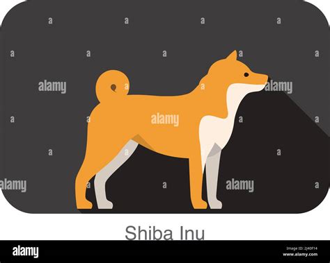 Shiba Inu Dog Walking Flat Icon Design The Side Of The Dog Cartoon