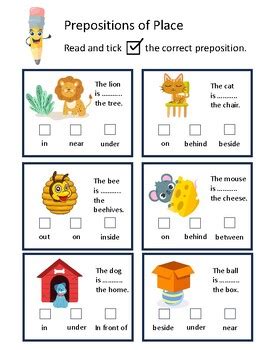 Prepositions Of Place Worksheet By My Buddy Learning TPT