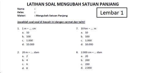 Soal Satuan Panjang Kelas 6 Homecare24