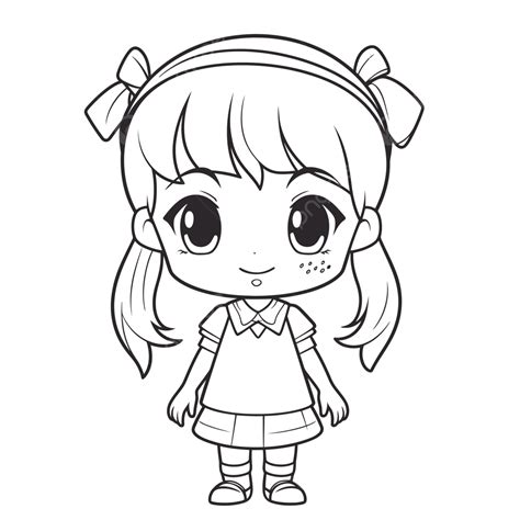 Kaitoo Printable Coloring Page Cute Young Girl Outline Sketch Drawing