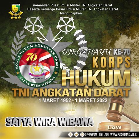 Dirgahayu Korps Hukum Tni Angkatan Darat Pusat Polisi Militer Tni Ad